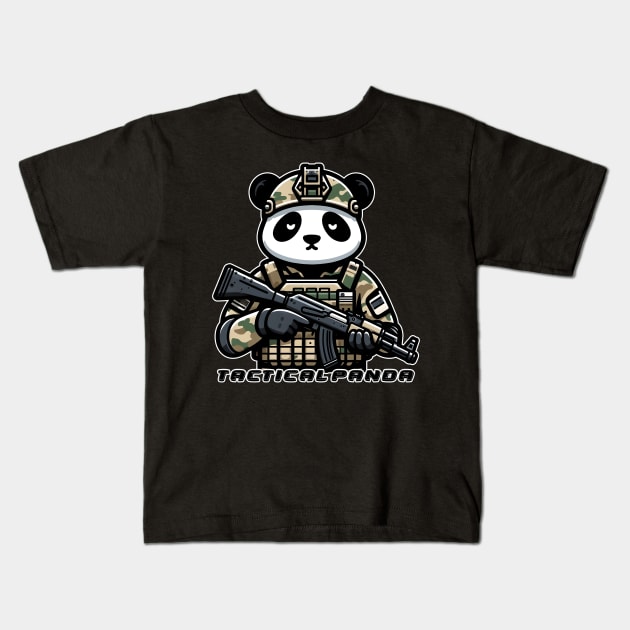 Tactical Panda Kids T-Shirt by Rawlifegraphic